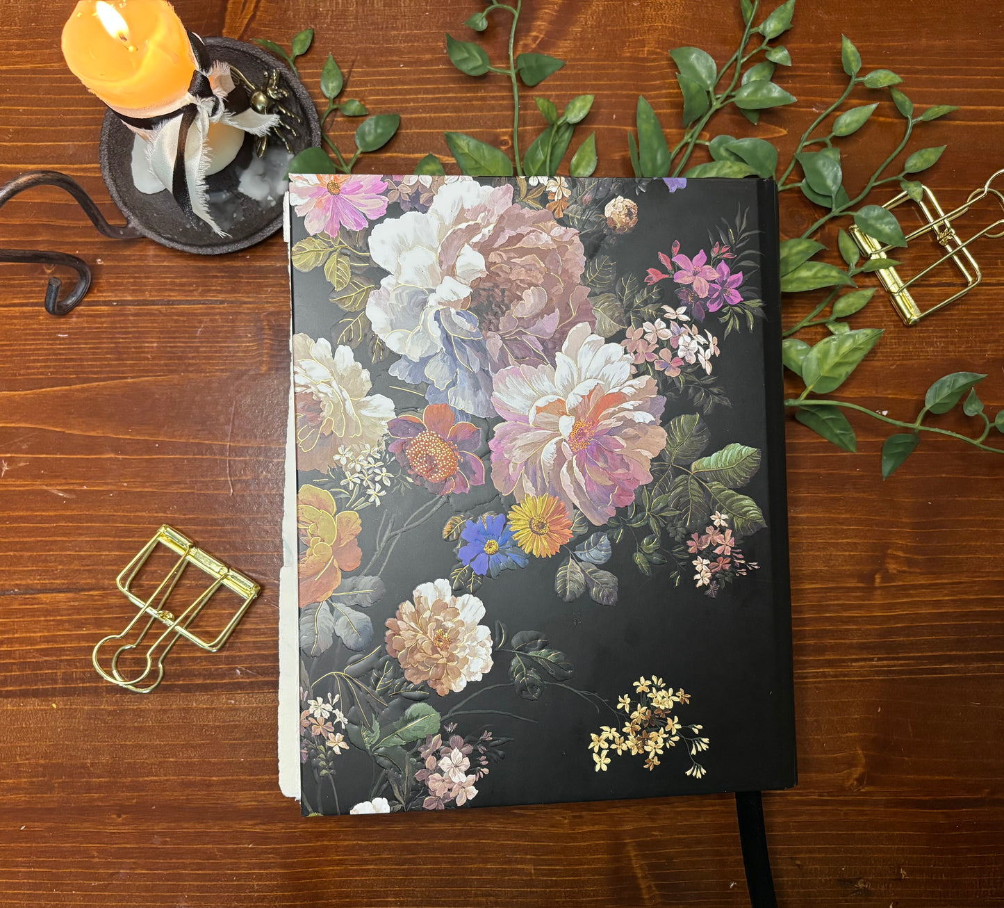 Black Floral Journal