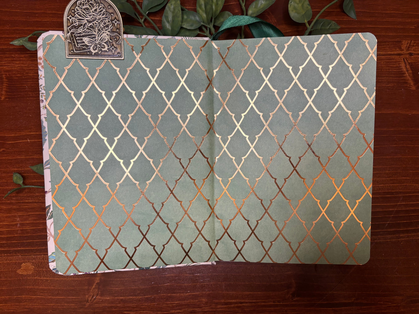 Fall Journal -Green Ribbon -Gold Foil