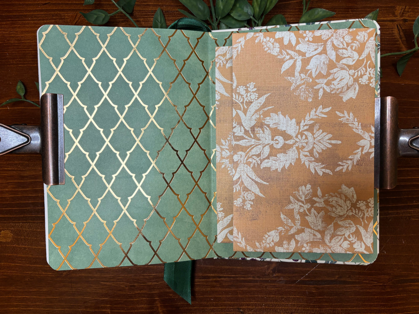 Fall Journal -Green Ribbon -Gold Foil