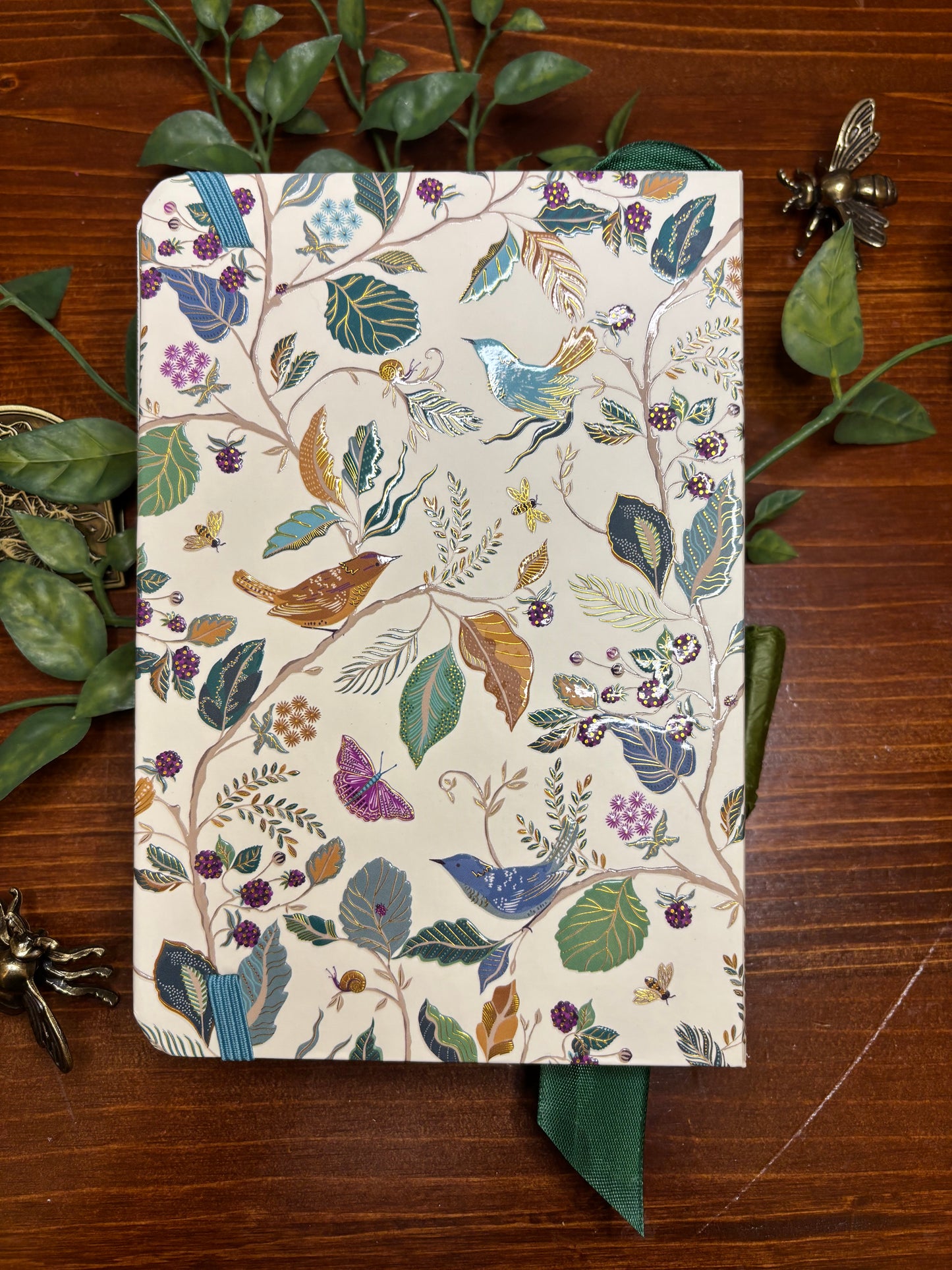Fall Journal -Green Ribbon -Gold Foil