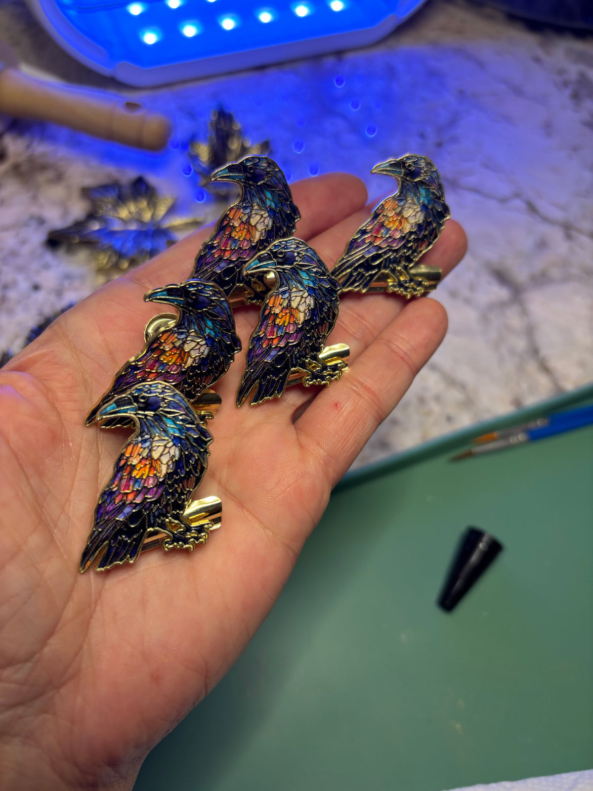 Colorful Crow Bulldog Clip