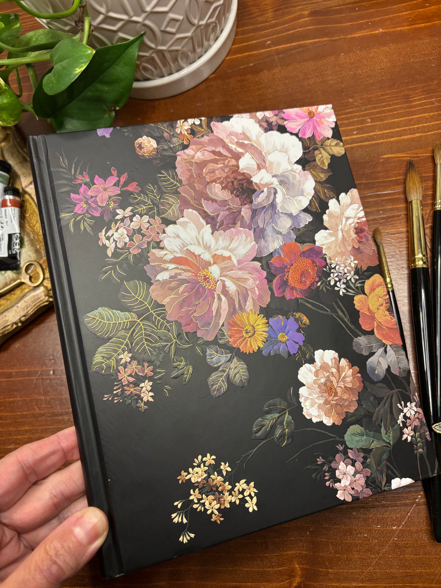 Black Floral Journal