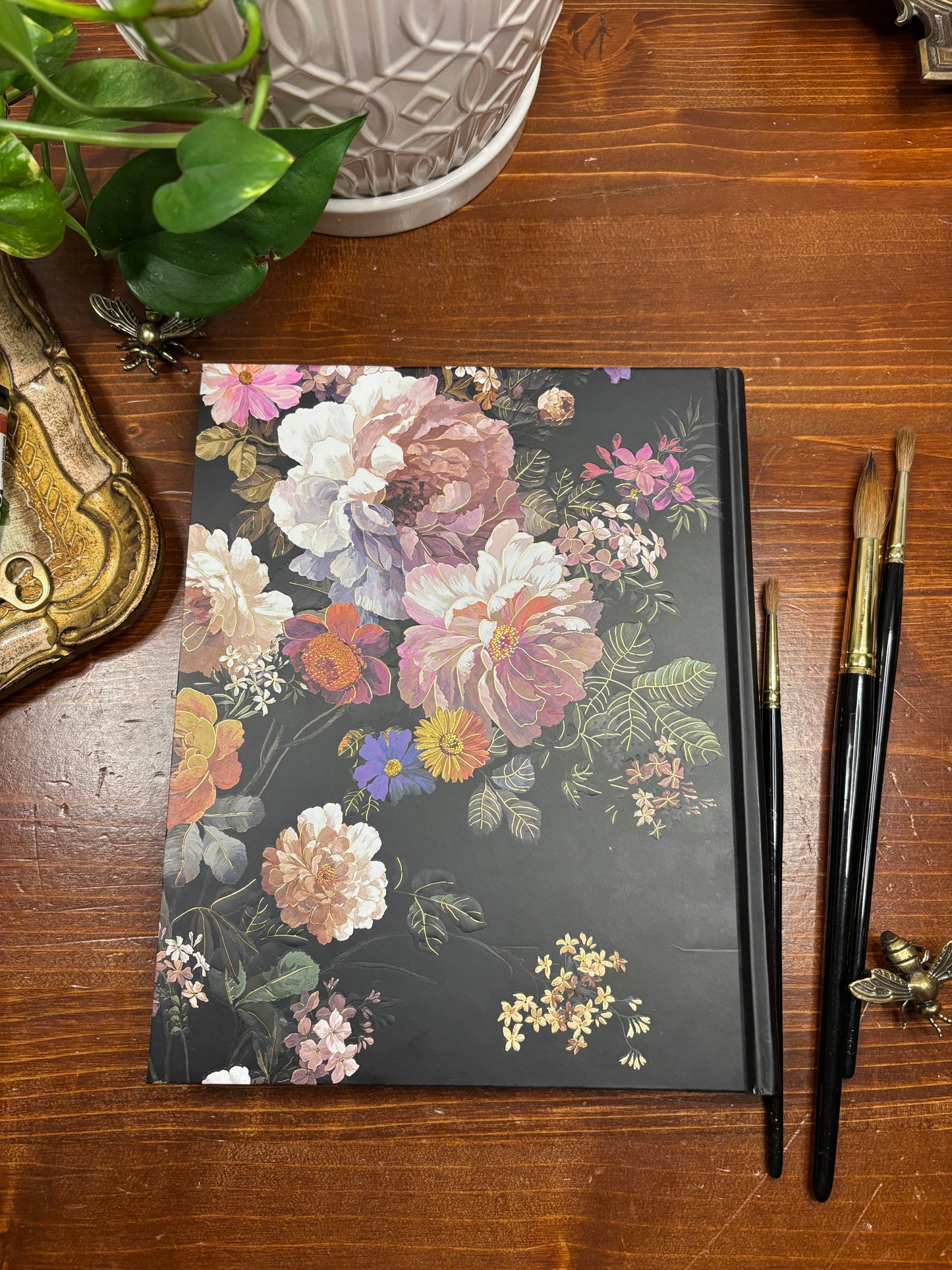 Black Floral Journal