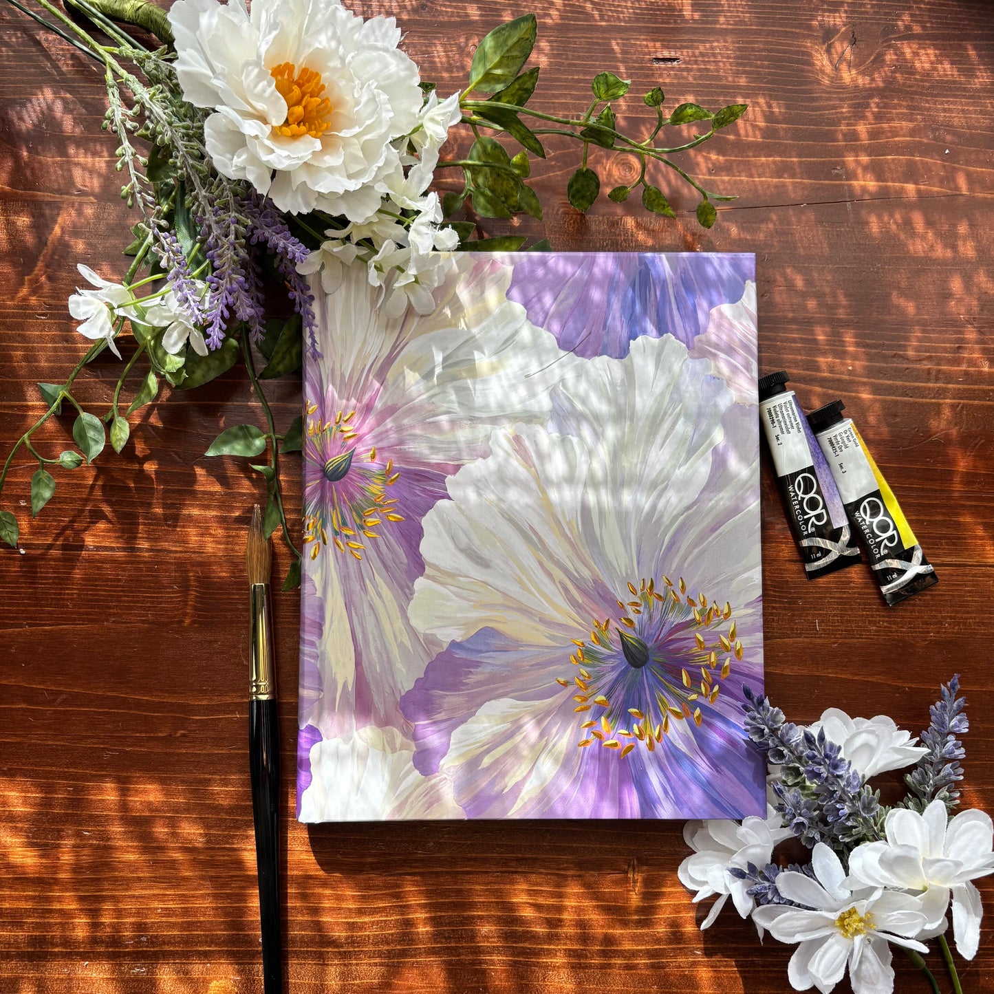 Purple Poppies Watercolor Journal