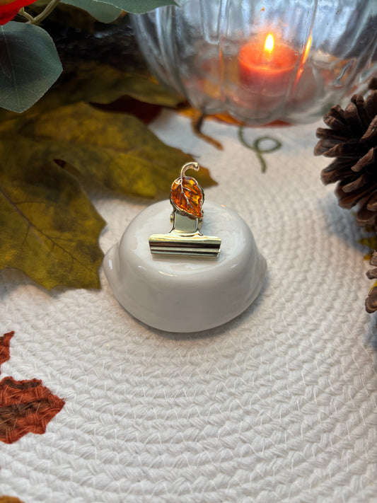 Amber Birch Leaf Bulldog Clip